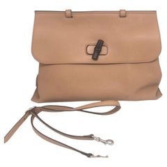 Gucci Medium Bamboo Daily Camel Grained Leather Top Handle Shoulder Bag