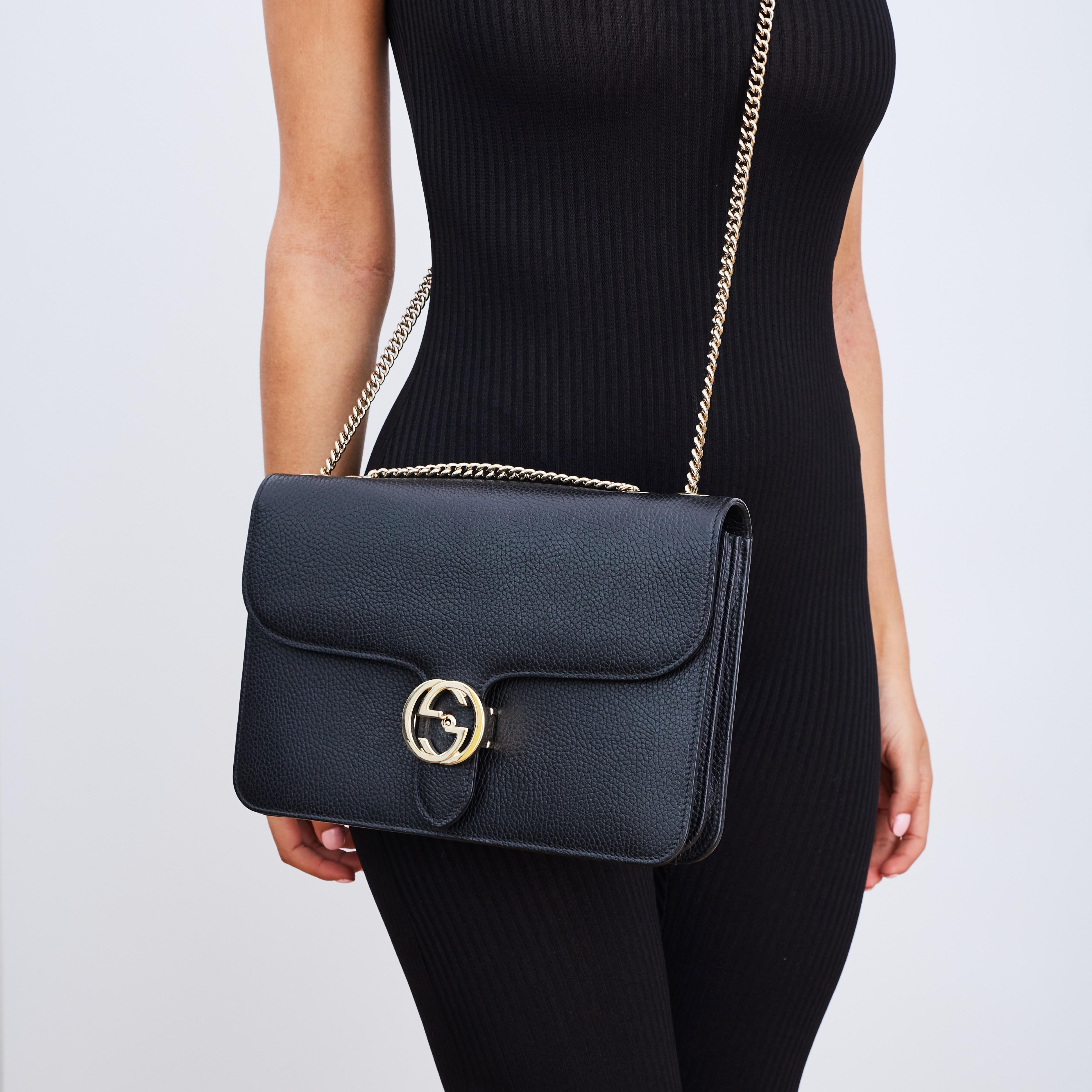 Gucci Medium Black Dollar Interlocking GG Shoulder Bag (510303) 1