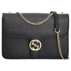 Gucci Medium Black Dollar Interlocking GG Shoulder Bag (510303)