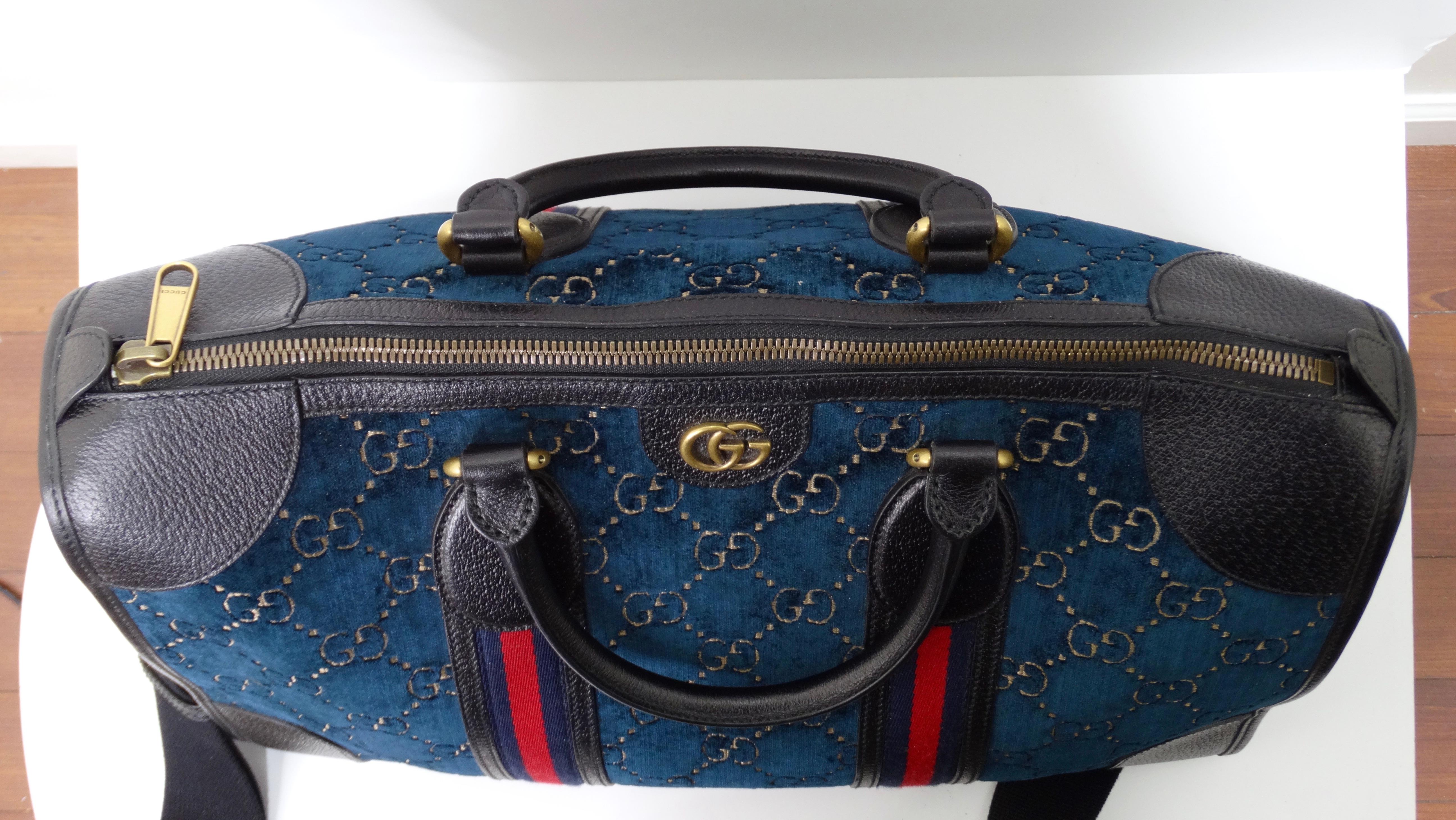 Black Gucci Medium GG Velvet Duffle Bag