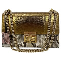 Gucci Medium Padlock Metallic Gold & Gray Python Bag