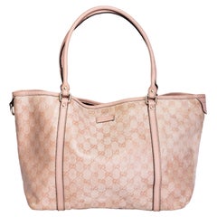 Gucci Medium Pink Coated Canvas GG Web Tote