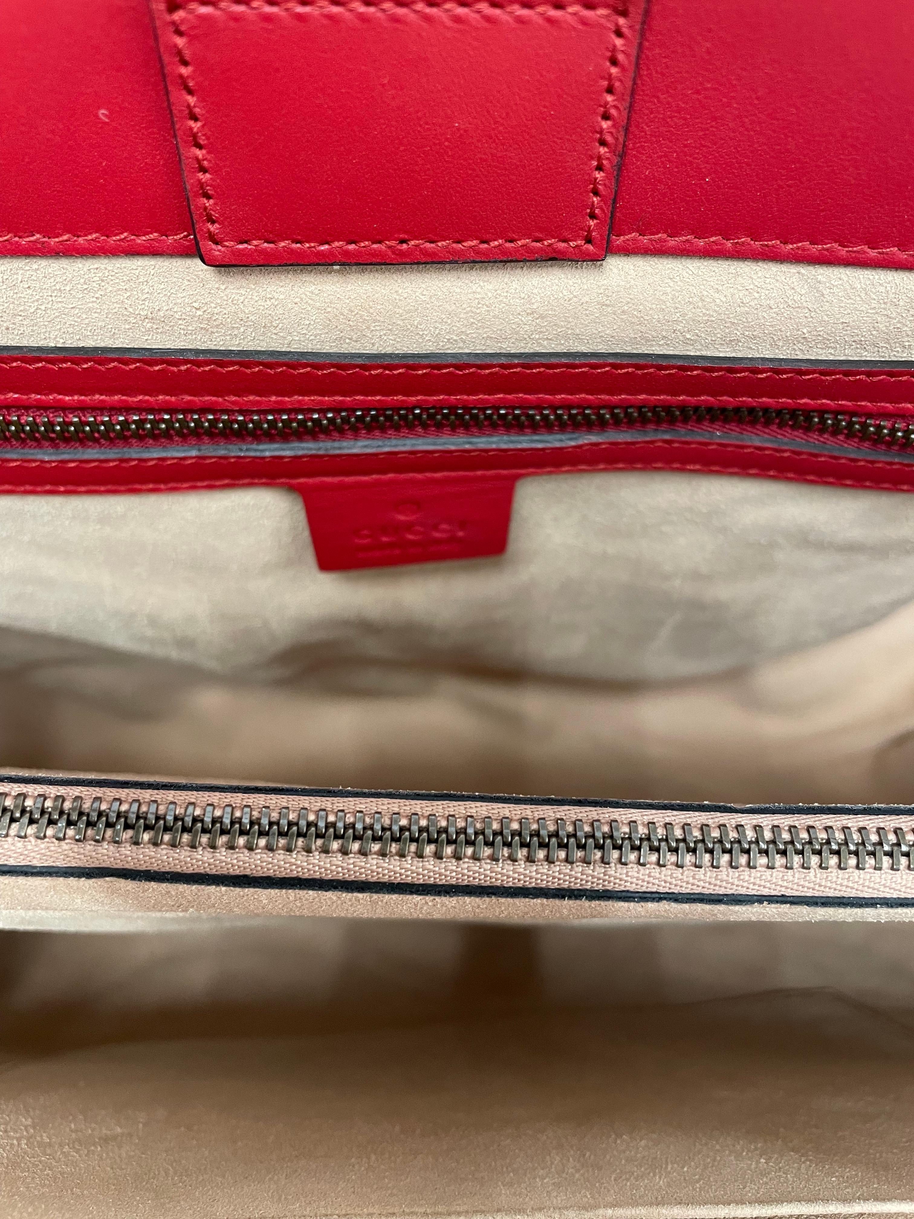 Gucci Medium Red G Marmont Matelassé Tote Bag with Gold-Toned Double G Hardware 4