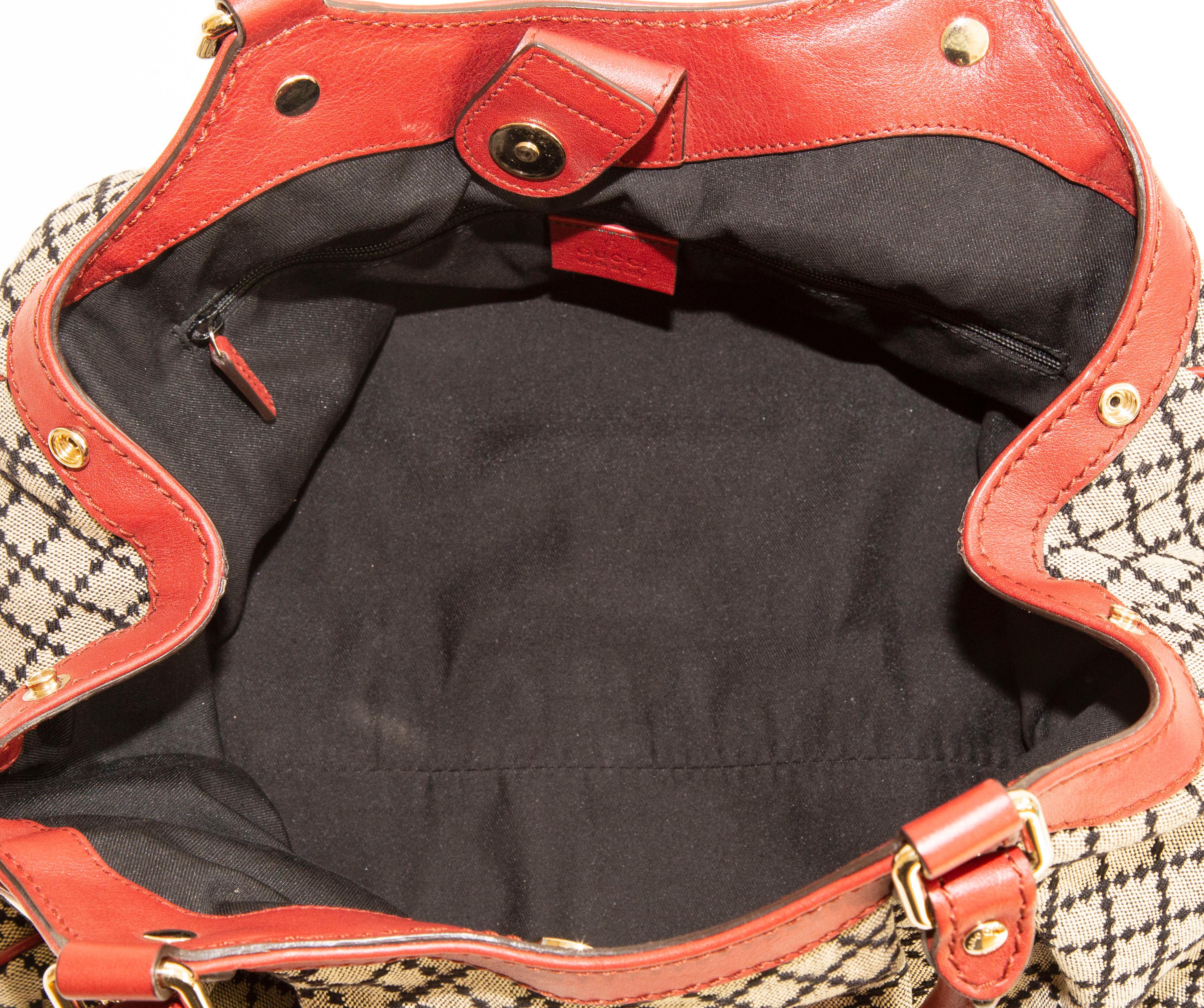 Gucci Medium Sukey in Diamante Canvas and Red Leather Handbag 10
