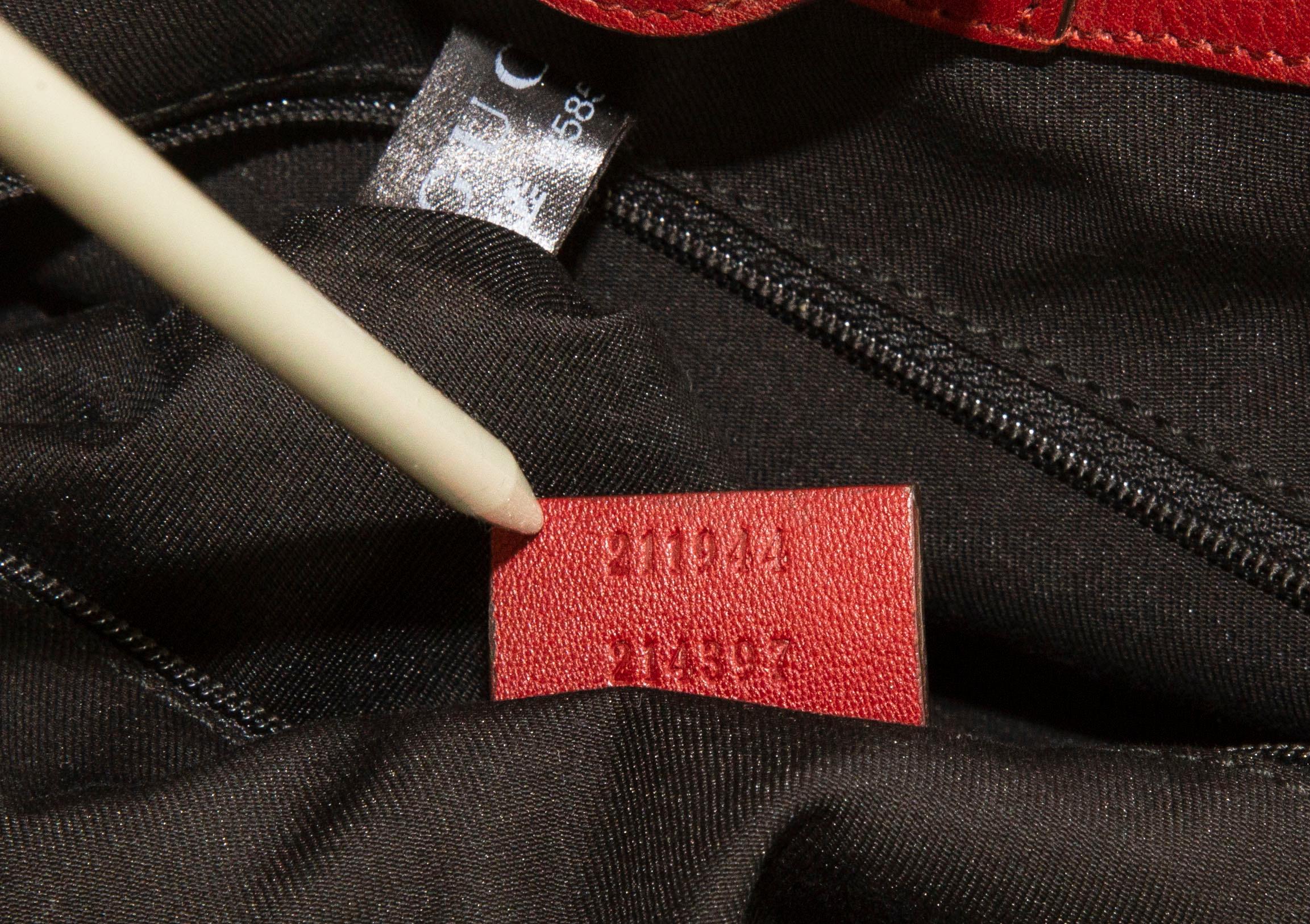 Gucci Medium Sukey in Diamante Canvas and Red Leather Handbag 12