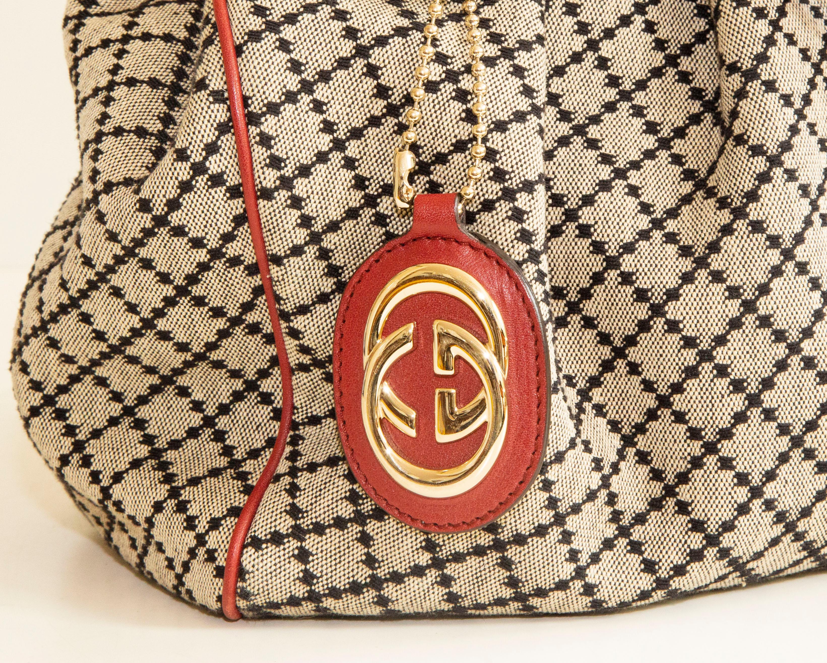 Women's or Men's Gucci Medium Sukey in Diamante Canvas and Red Leather Handbag