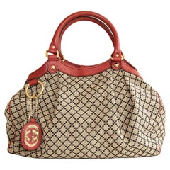Gucci Medium Sukey in Diamante Canvas and Red Leather Handbag