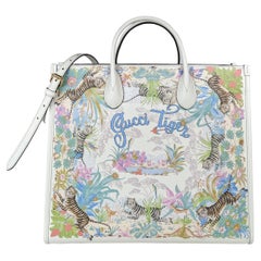 Gucci Medium Tiger White Leather Tote Bag