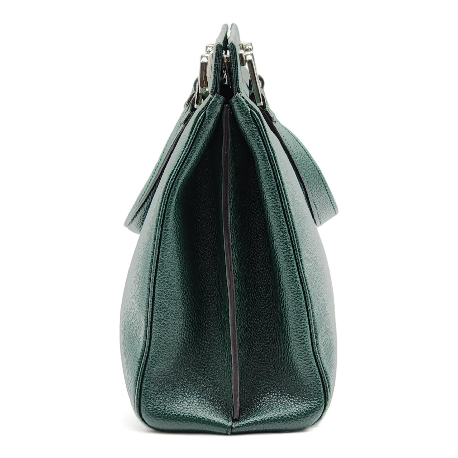 Gray Gucci Medium Zumi Top Handle Bag in Green
