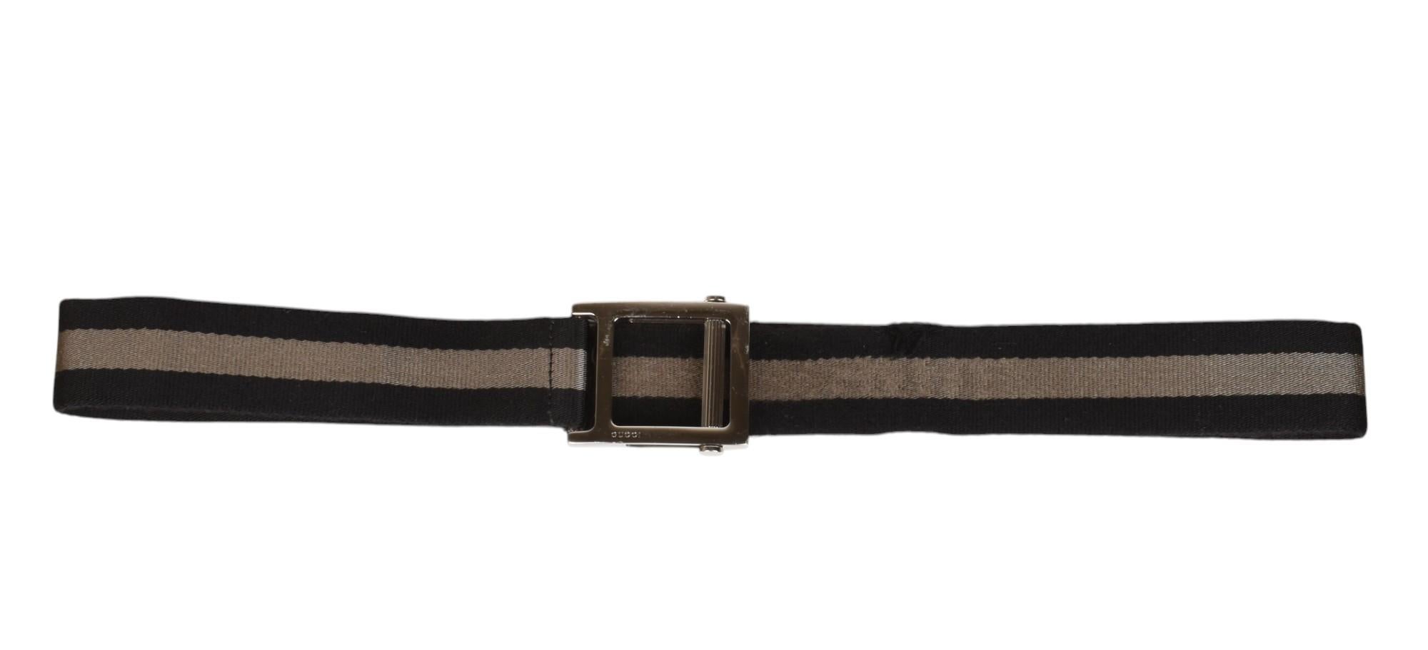 Nero Gucci Men Belt Adjustable Striped Size 95/Medium, S1432 in vendita