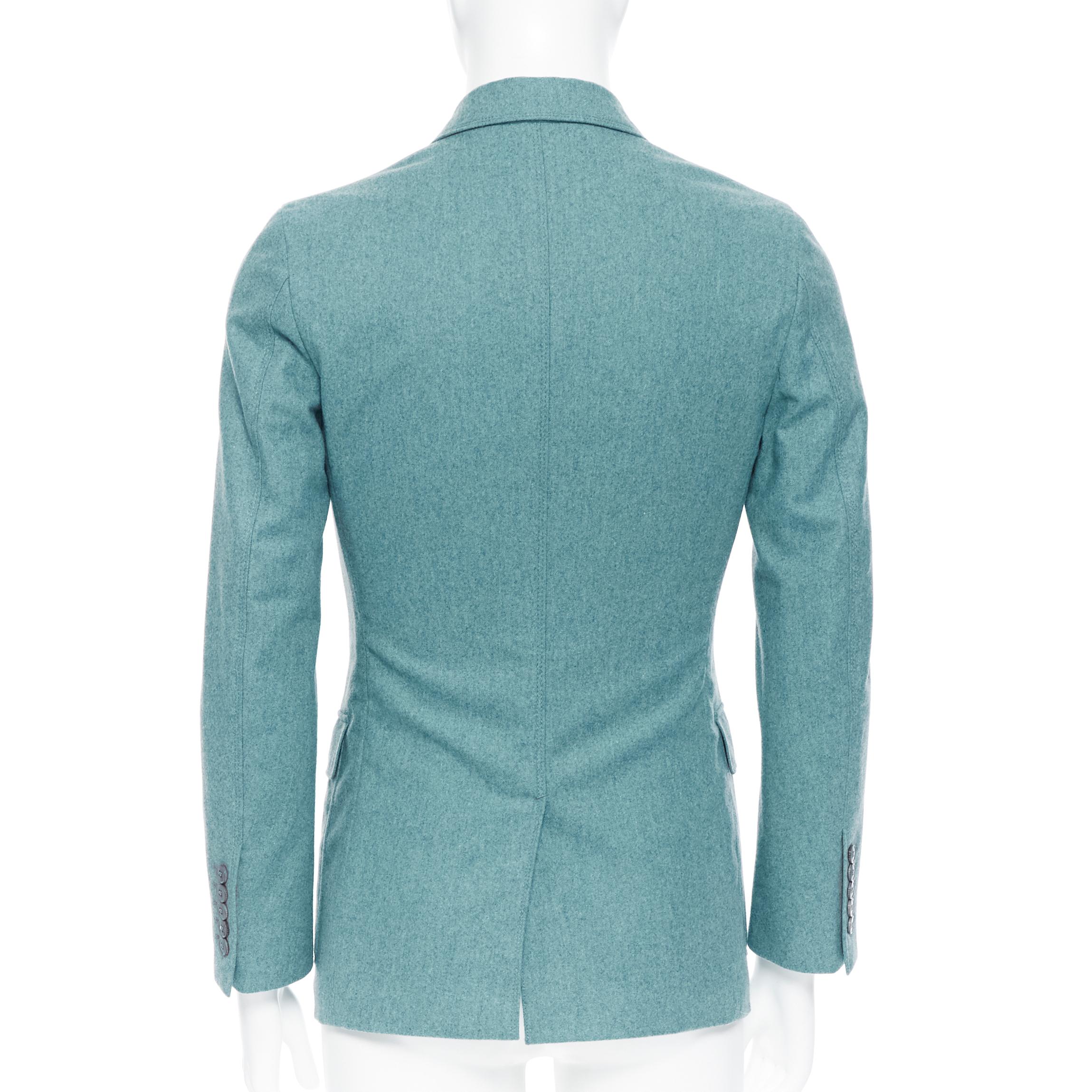 Blue GUCCI men green blue patch pocket single-breast soft tailor blazer jacket EU44