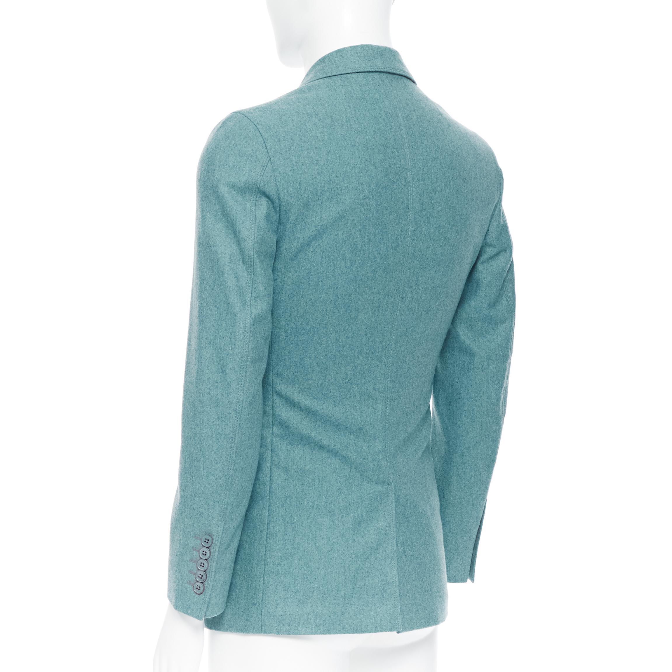 GUCCI men green blue patch pocket single-breast soft tailor blazer jacket EU44 In Good Condition In Hong Kong, NT