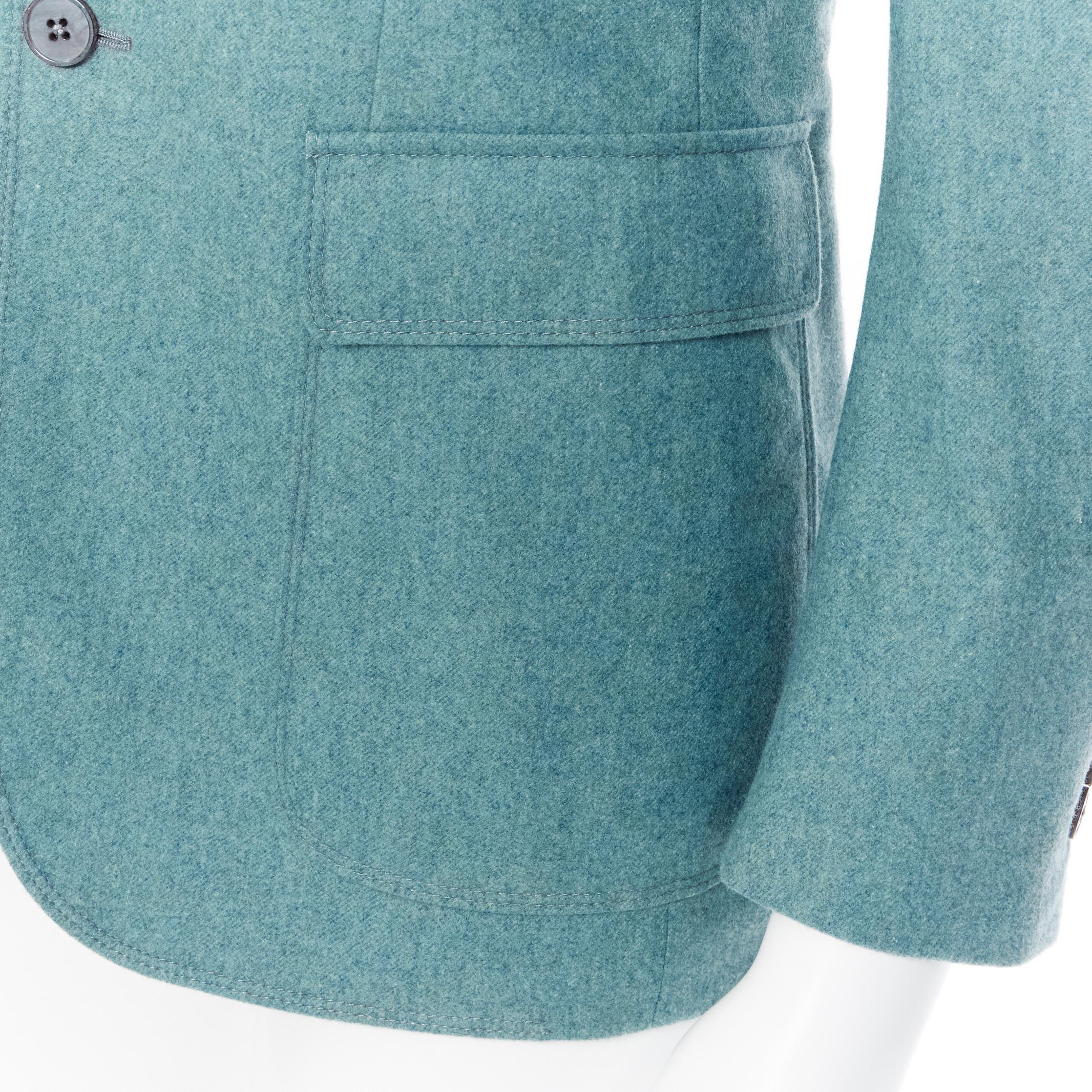 GUCCI men green blue patch pocket single-breast soft tailor blazer jacket EU44 2