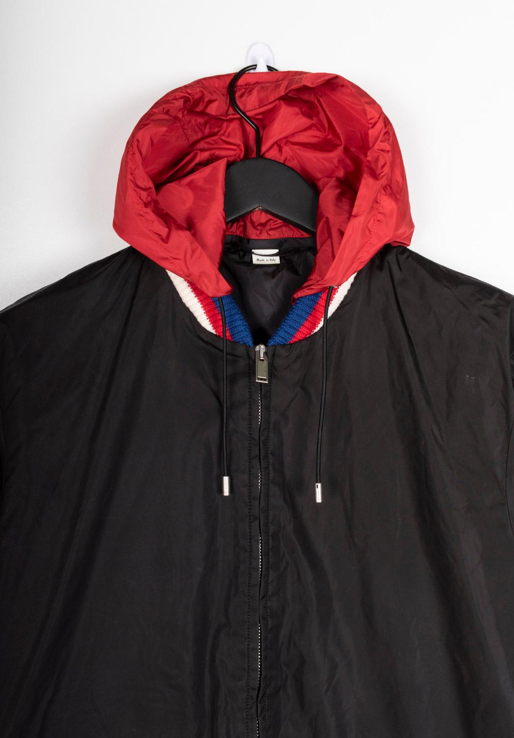 Nero Gucci Giacca Uomo Bomber con Cappuccio Taglia IT48 - M/L, S1356 in vendita