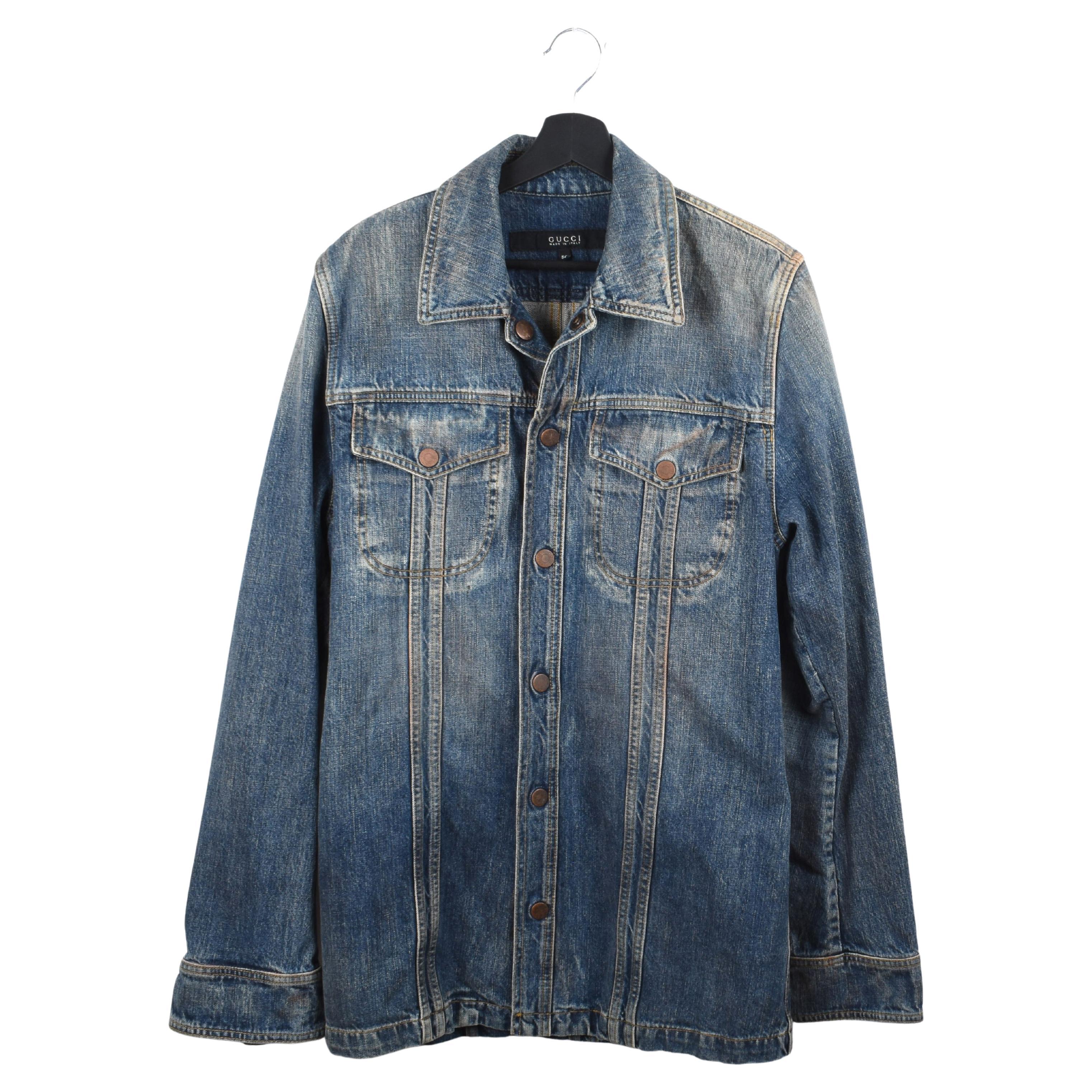 Gucci Herren Jacke dirty look heavy denim jacket style shirt Größe 50-M/L, S1995