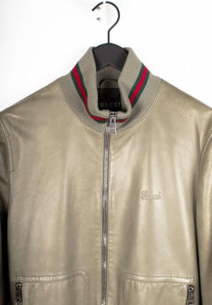 Gucci Men Jacket Leather Bomber Size IT52/Large