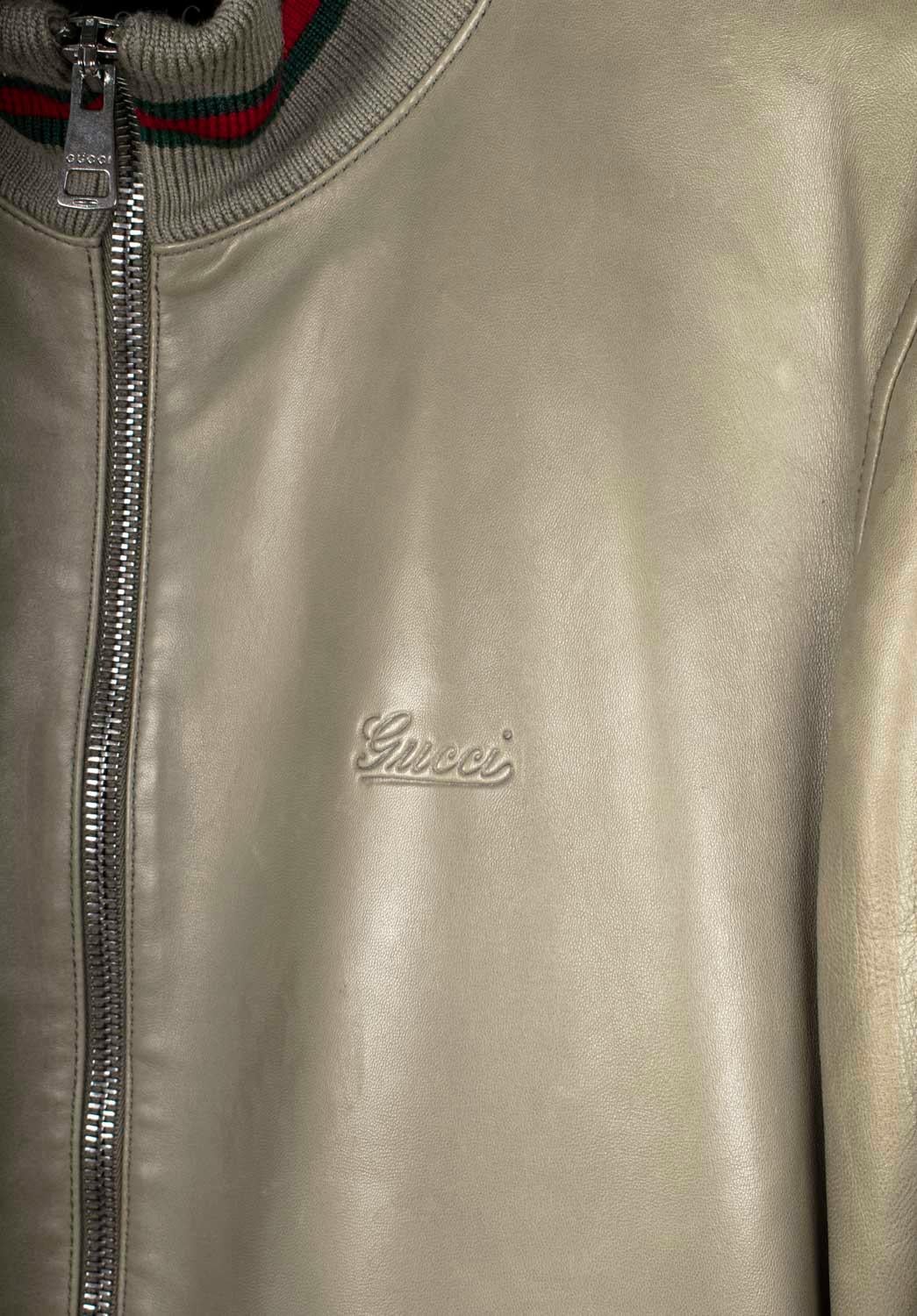 Marrone Gucci Giacca Uomo Bomber in Pelle Taglia IT52/Large in vendita