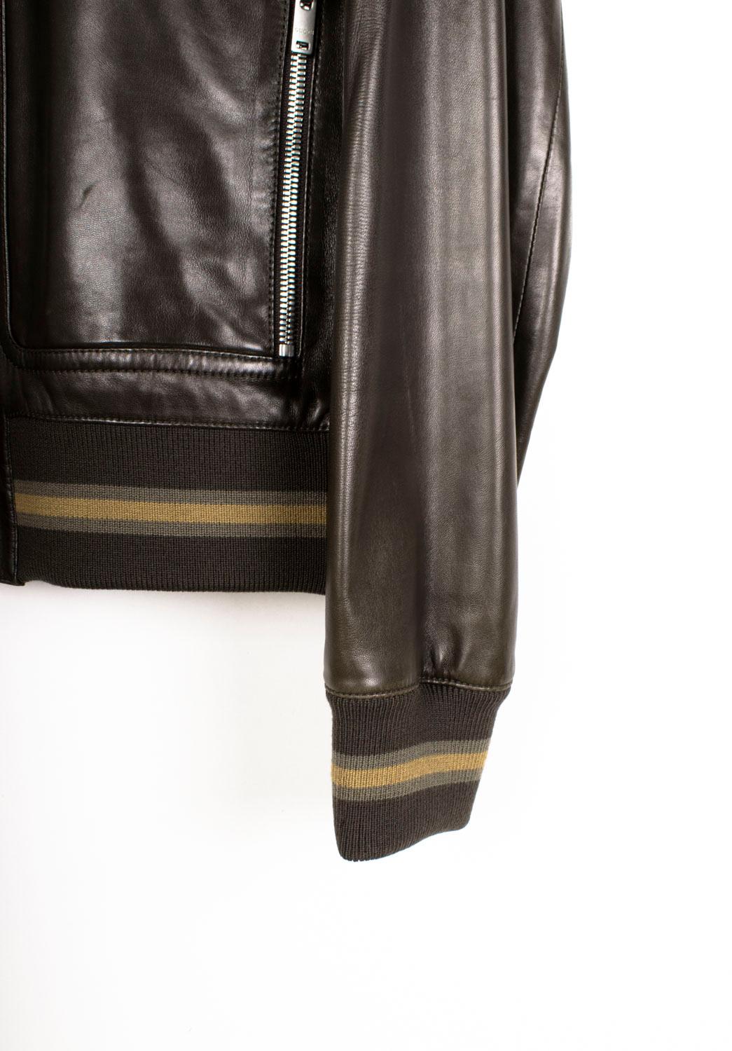 Nero Gucci Giacca Uomo Bomber in Pelle Taglia IT52/Large in vendita