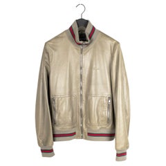 Gucci Men Jacket Leather Bomber Size IT52/Large