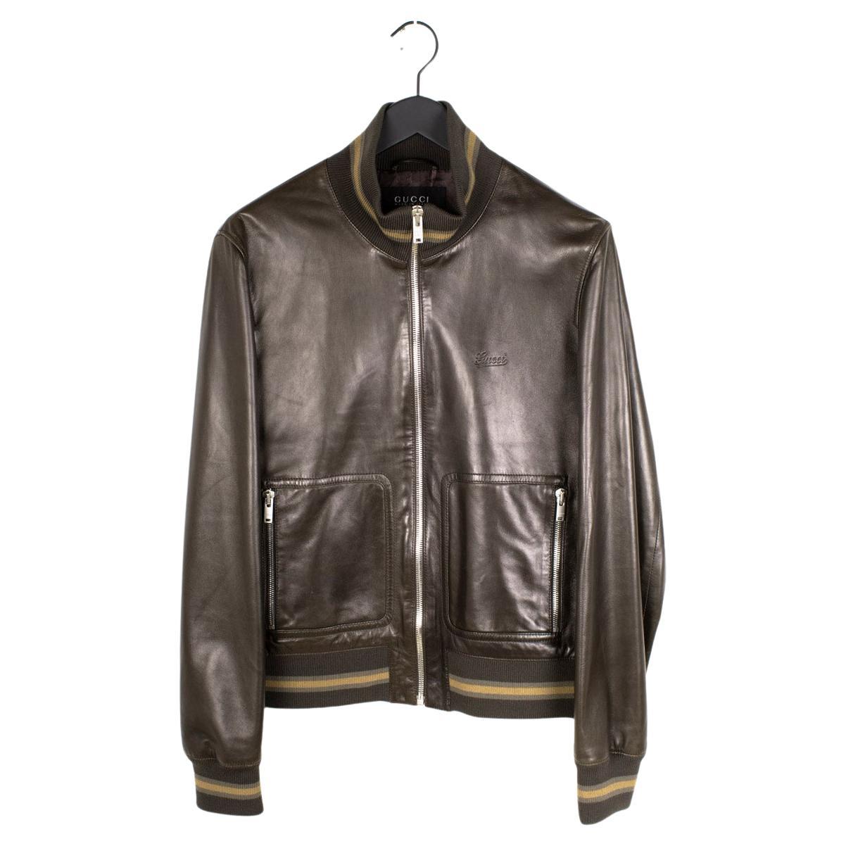 Gucci Giacca Uomo Bomber in Pelle Taglia IT52/Large