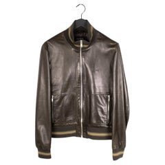Gucci Men Jacket Leather Bomber Size IT52/Large