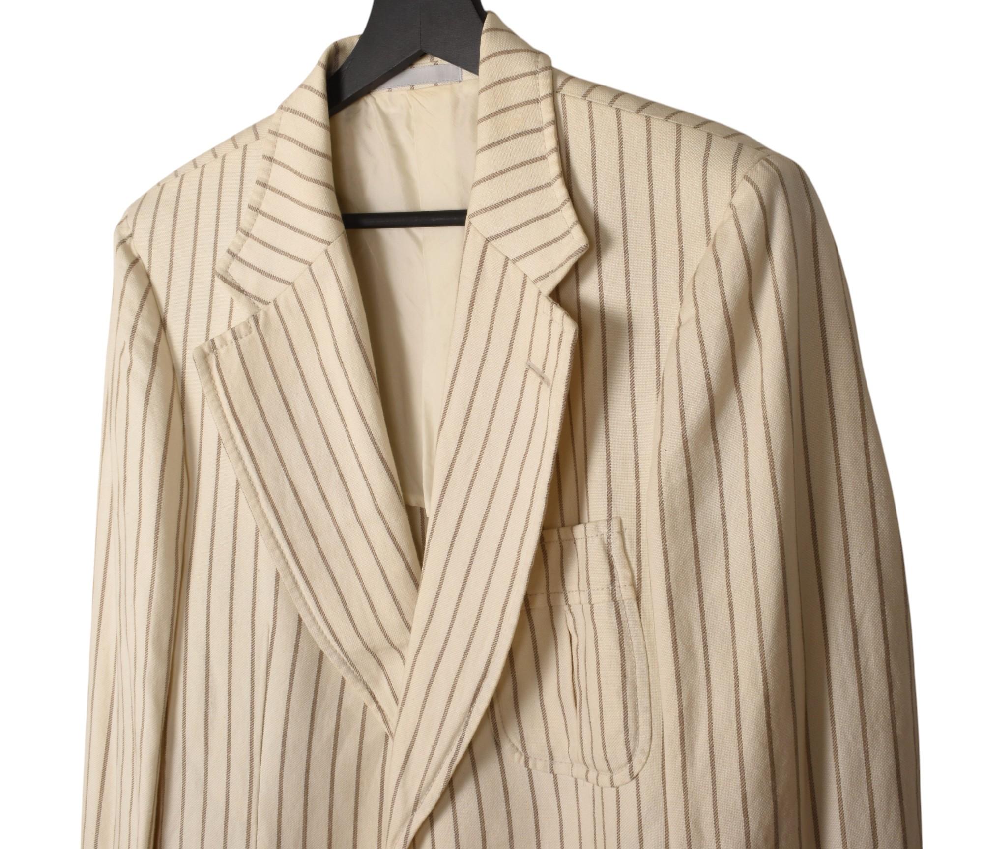 Gucci Hombre Chaqueta Slim Fit Blazer Casual Rayas Talla IT46F/M, S1425 Beige en venta