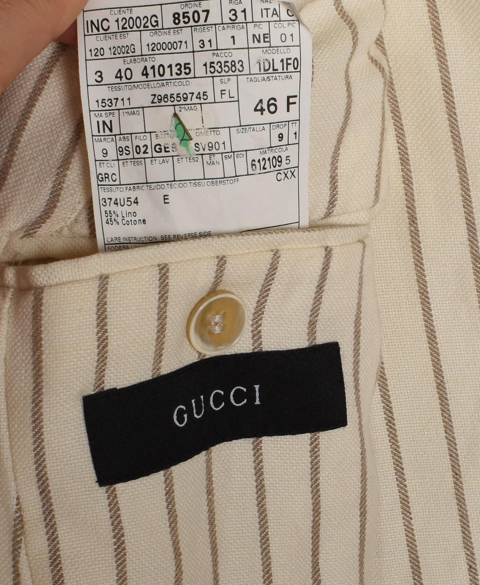 Gucci Hombre Chaqueta Slim Fit Blazer Casual Rayas Talla IT46F/M, S1425 en venta 3