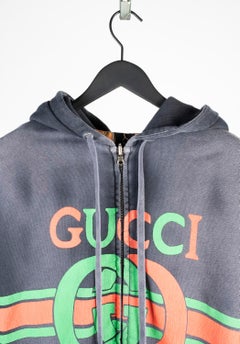 Gucci Men Jumper Hooded Distressed Full Zip Heavy Reversible Jacket, Size M, S66