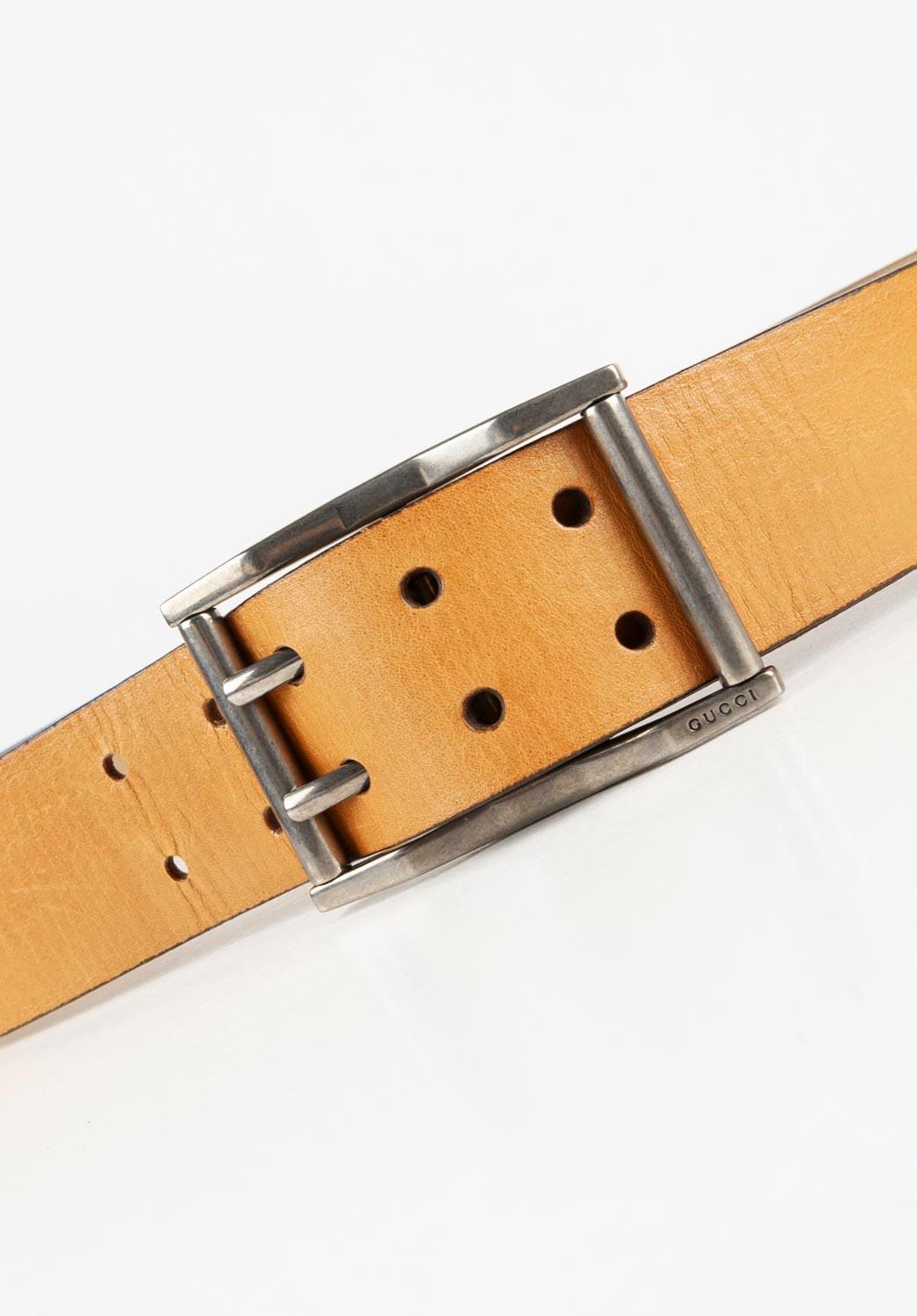 Gucci Men Leather Belt Size 95, S673 In Excellent Condition For Sale In Kaunas, LT
