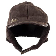 Gucci Men Shearling Leather Winter Hat Cap Size Large, S706