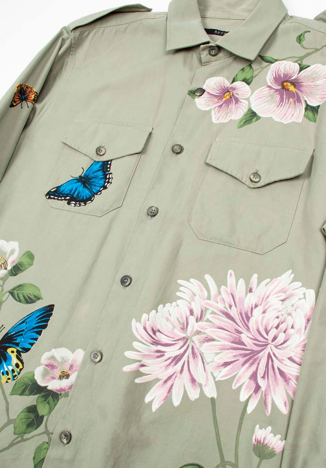 Gray Gucci Men Shirt Floral Size L For Sale