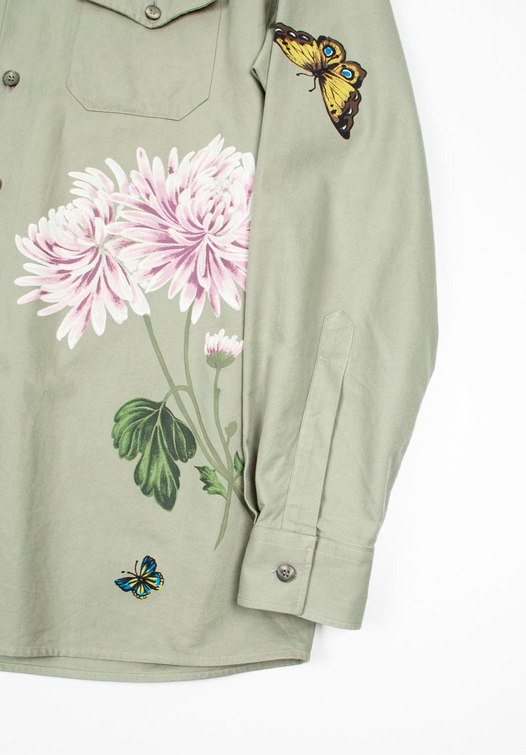 Gucci Men Shirt Floral Size L In Excellent Condition For Sale In Kaunas, LT