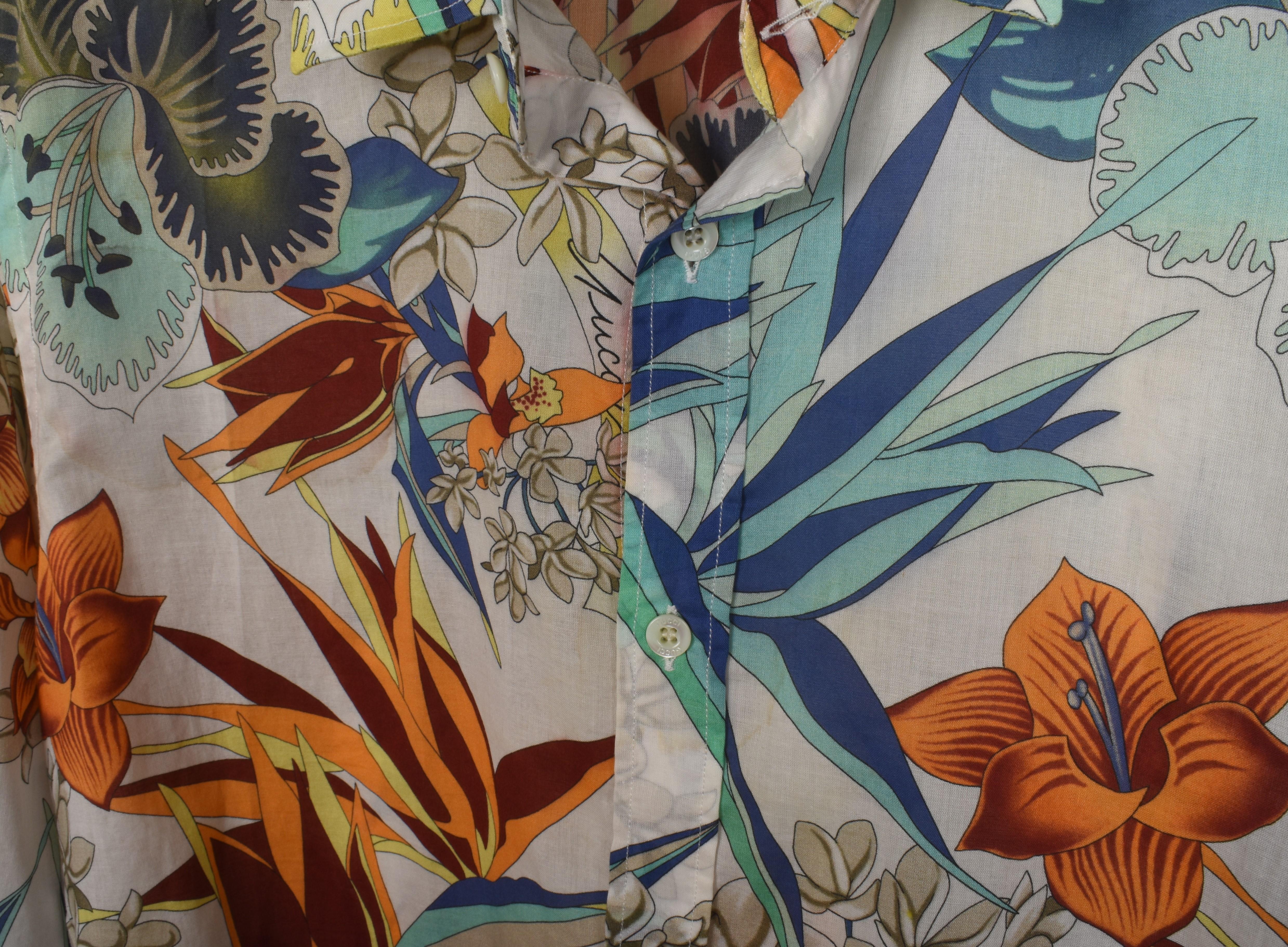 Gucci Camisa Hombre Floral Slim Verano Talla 42/L, S1468 en venta 2