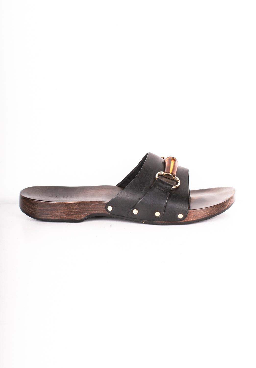 Noir Gucci Chaussures Homme Mules Lourdes Taille EUR 41 ½, UK7 1/2, USA8 1/2 en vente
