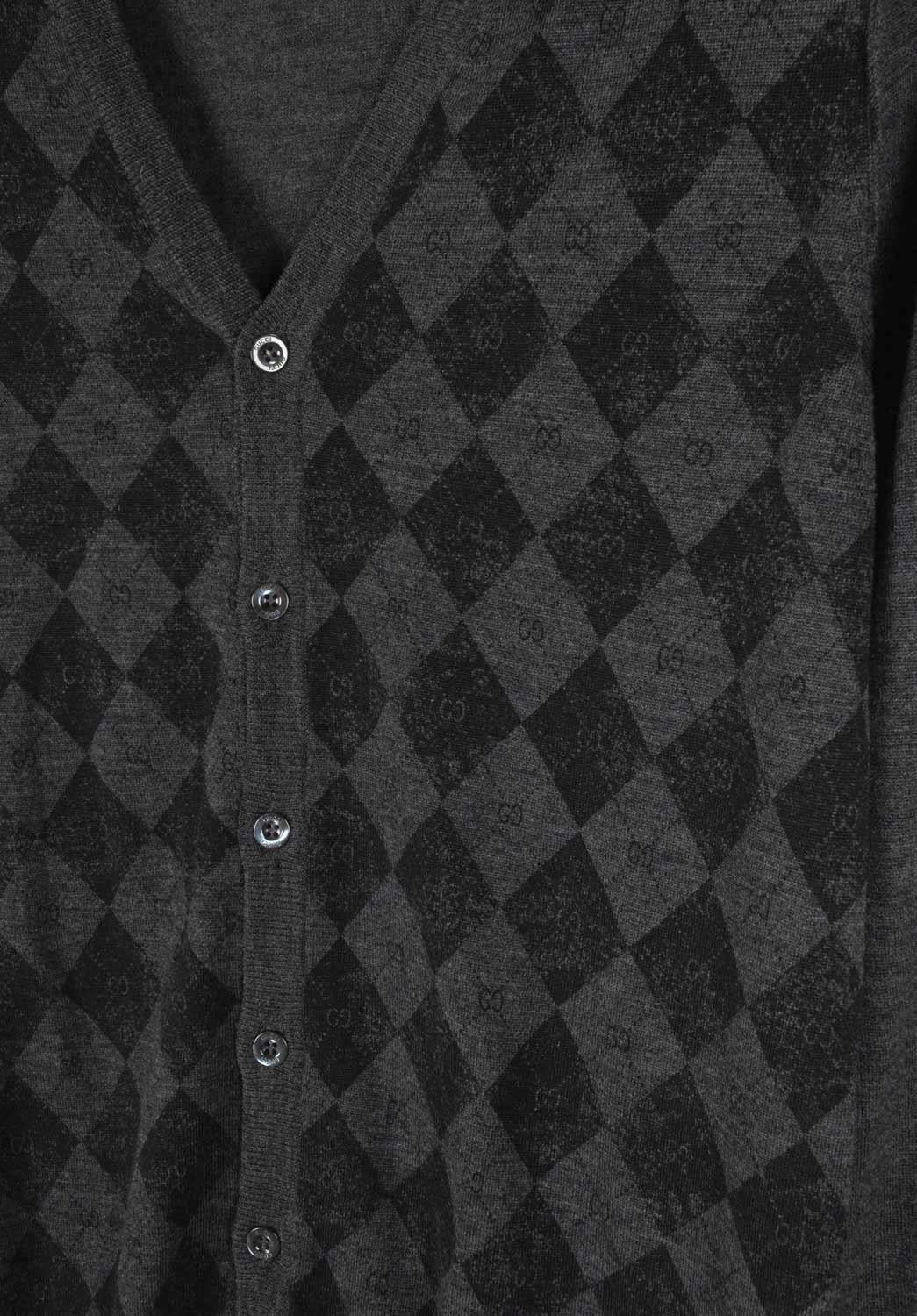Black Gucci Men Sweater Cardigan GG Monogram Size M, S1308 For Sale