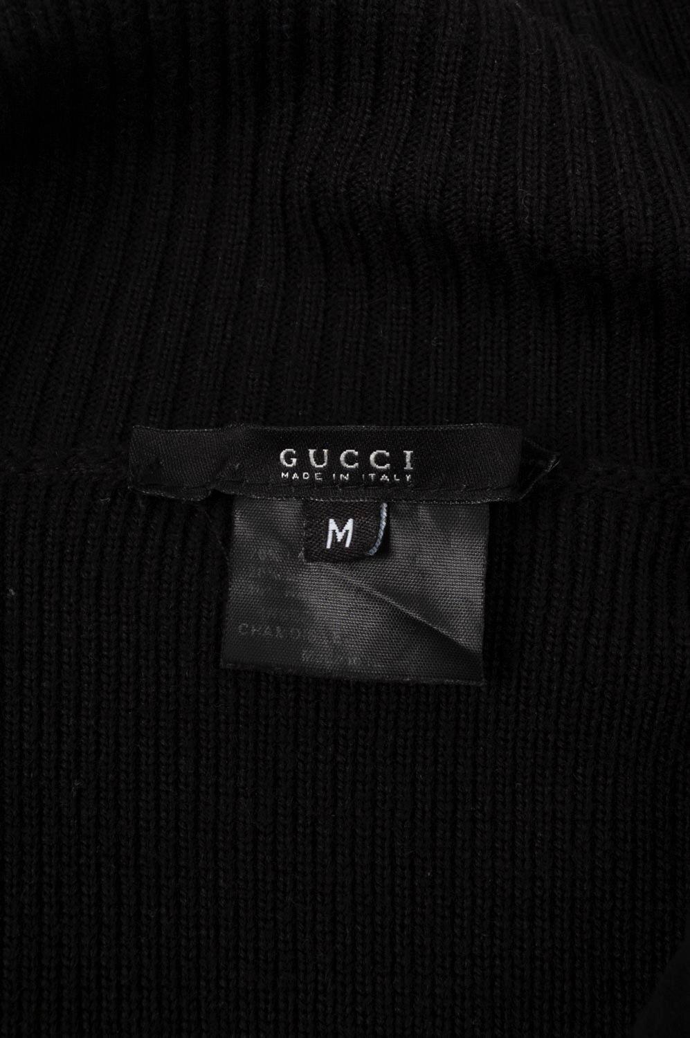 Gucci Men Sweater Front Suede Leather Part Size M S525 For Sale 2