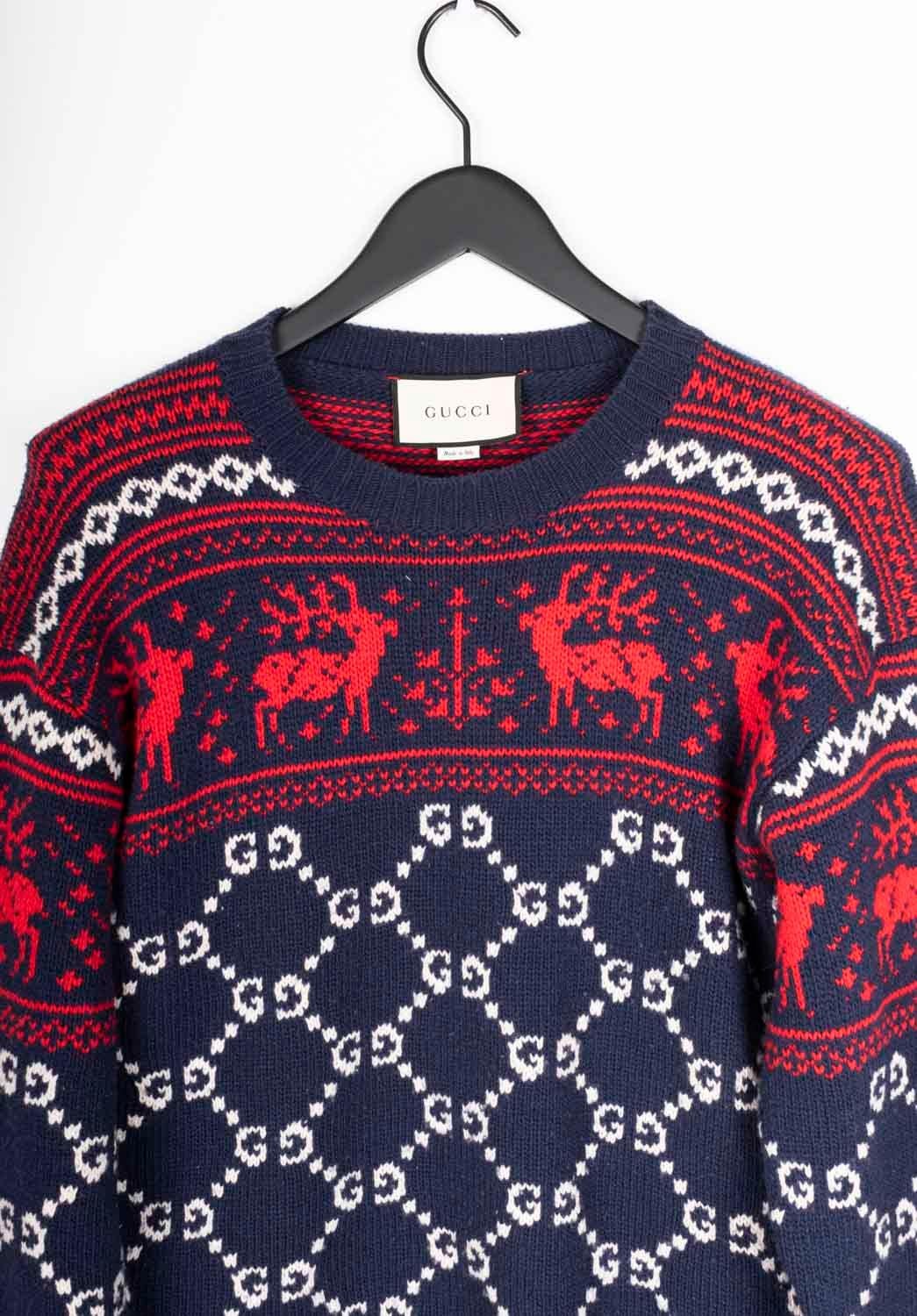 Check my other listings. Have many more designer clothes for sale. Open to any offers.
Item for sale is 100% genuine Gucci Knit Men Sweater, S1341, VISHE3
Color: blue/red
(An actual color may a bit vary due to individual computer screen
