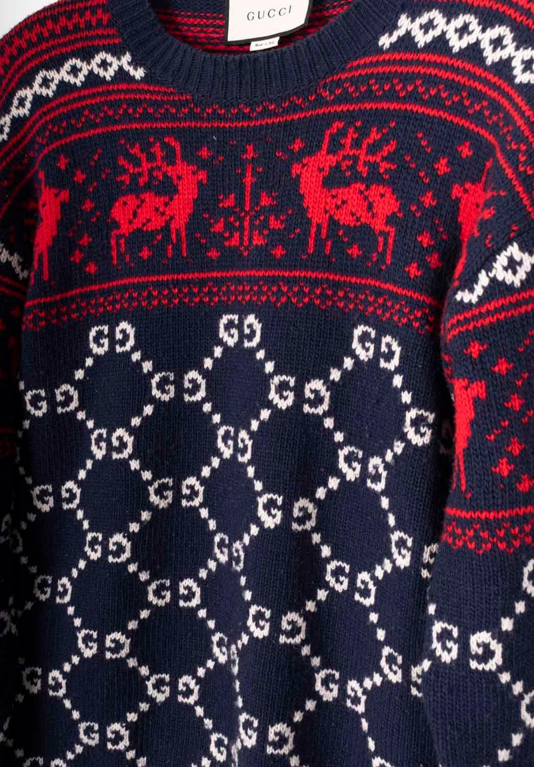 Black Gucci Men Sweater Knit GG Size M, S1341 For Sale