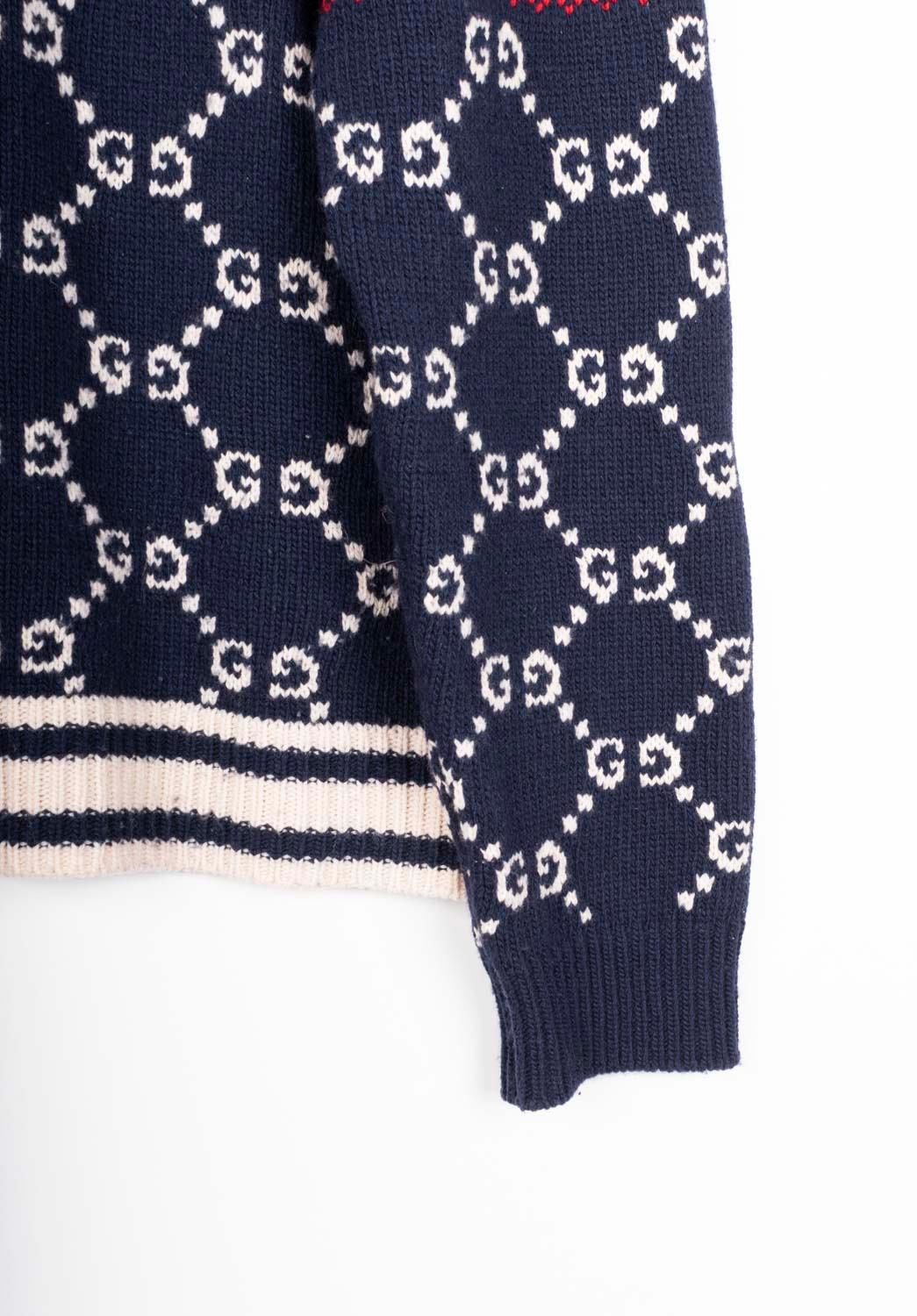 Gucci Men Sweater Knit GG Size M, S1341 In Excellent Condition For Sale In Kaunas, LT
