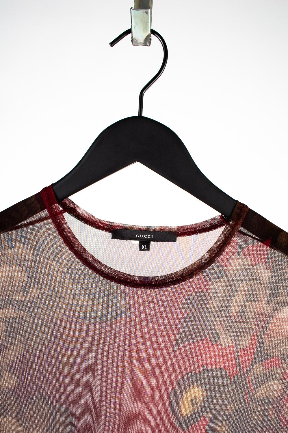 Gucci Homme T-Shirt Floral Mesh Slim Transparent Tom Ford Taille XL  Excellent état - En vente à Kaunas, LT