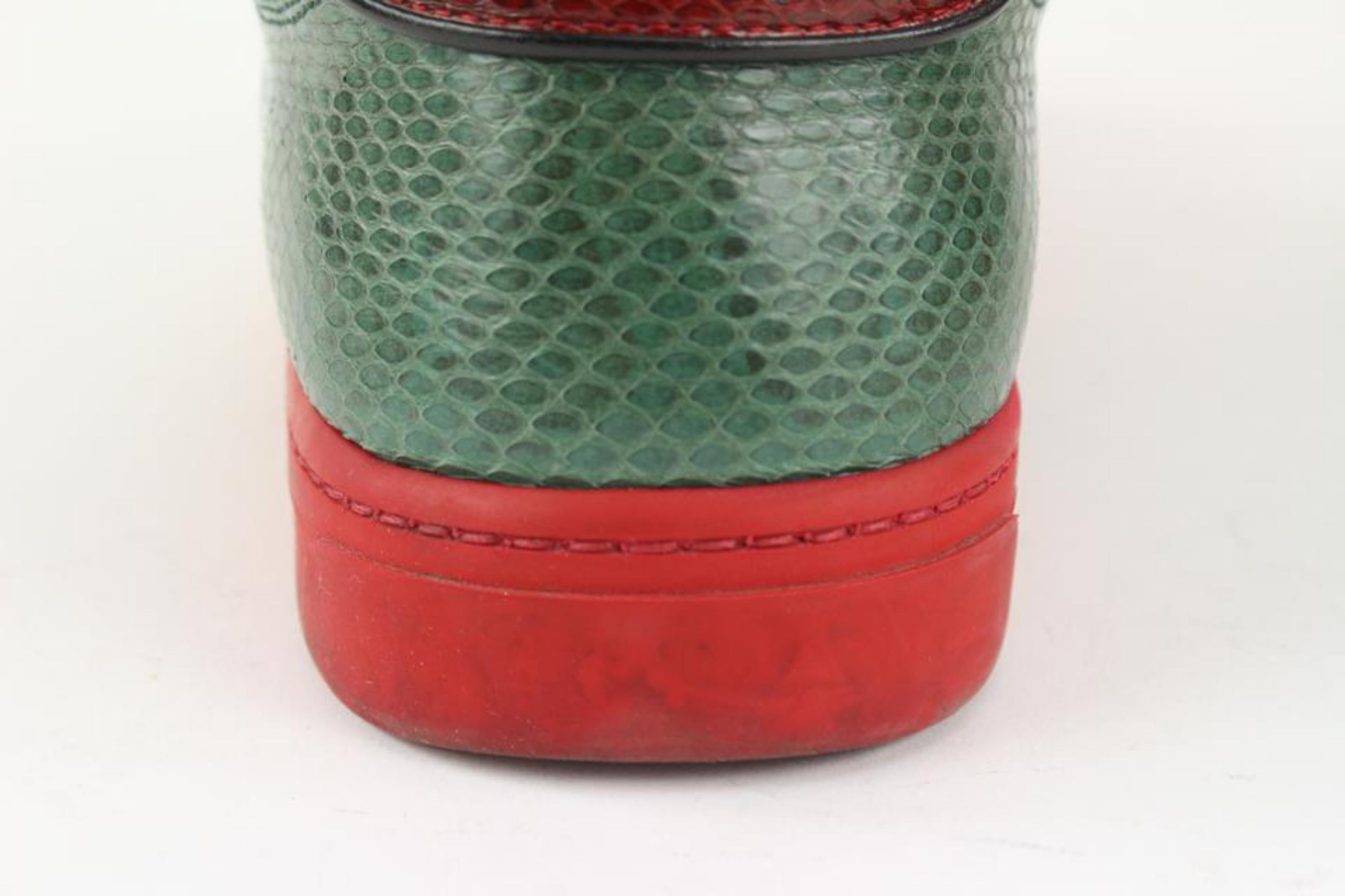 Gucci Men's 12.5 US Red x Green Python Low Top Classic Sneaker 1gg1112 In Good Condition In Dix hills, NY