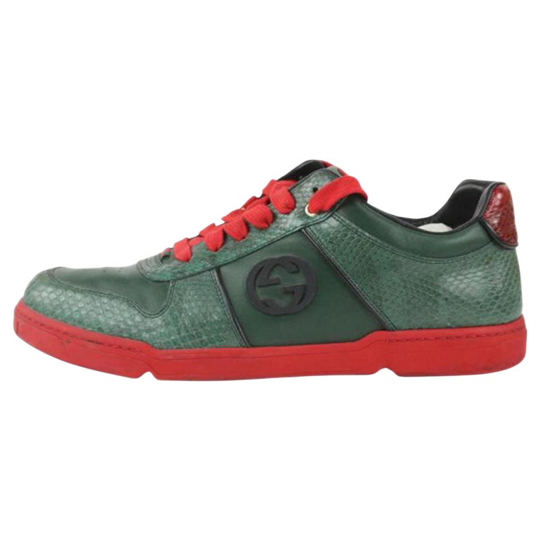 Gucci Men's 12.5 US Red x Green Python Low Top Sneaker 1gg1112 at 1stDibs