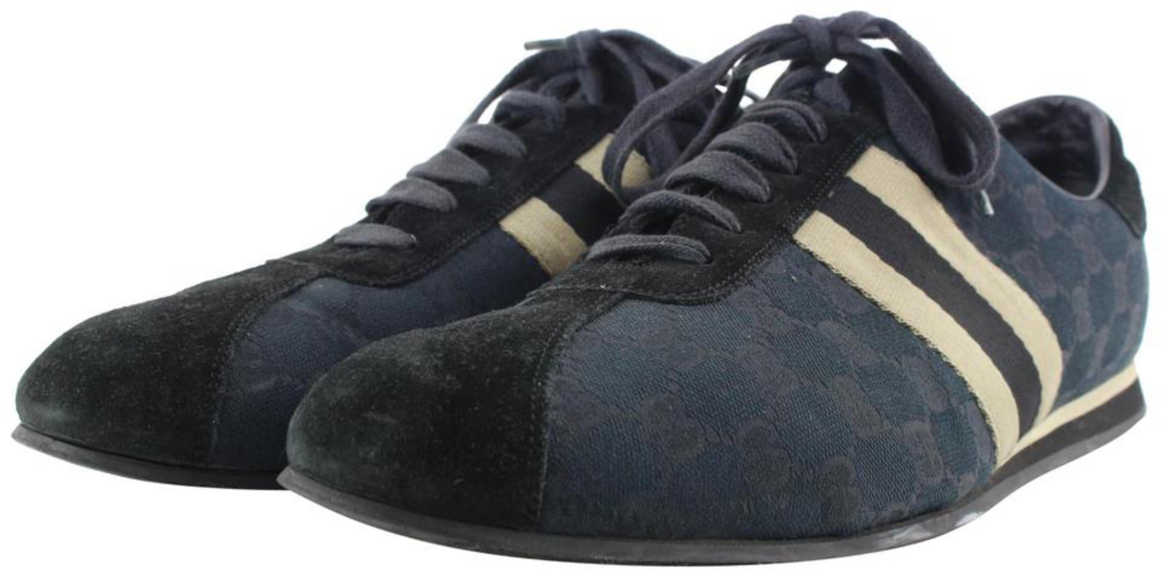 Gucci Men's 13 US Black Monogram GG Web Sneakers 8G113 6