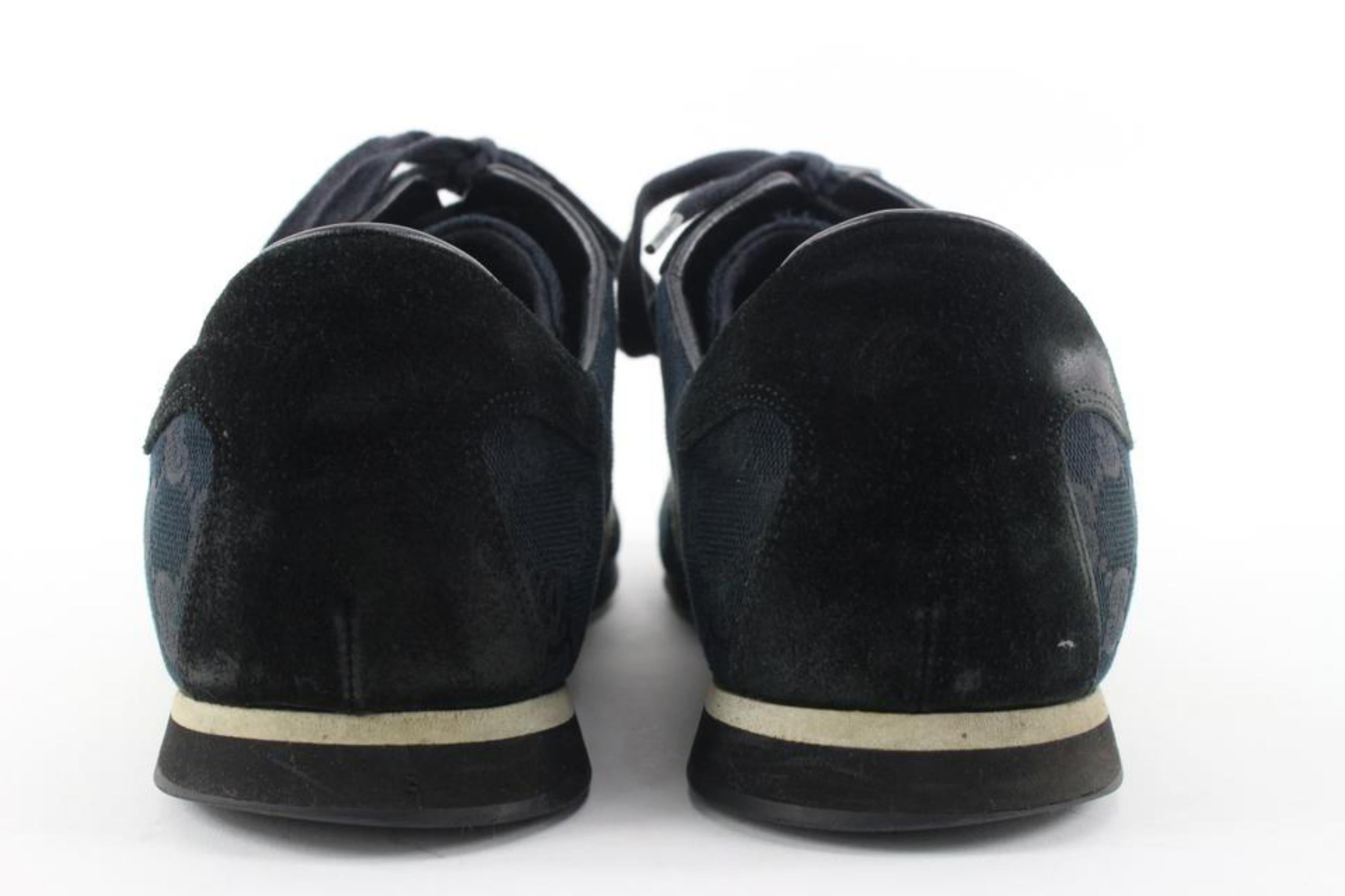 Gucci Men's 13 US Black Monogram GG Web Sneakers 8G113 In Excellent Condition In Dix hills, NY