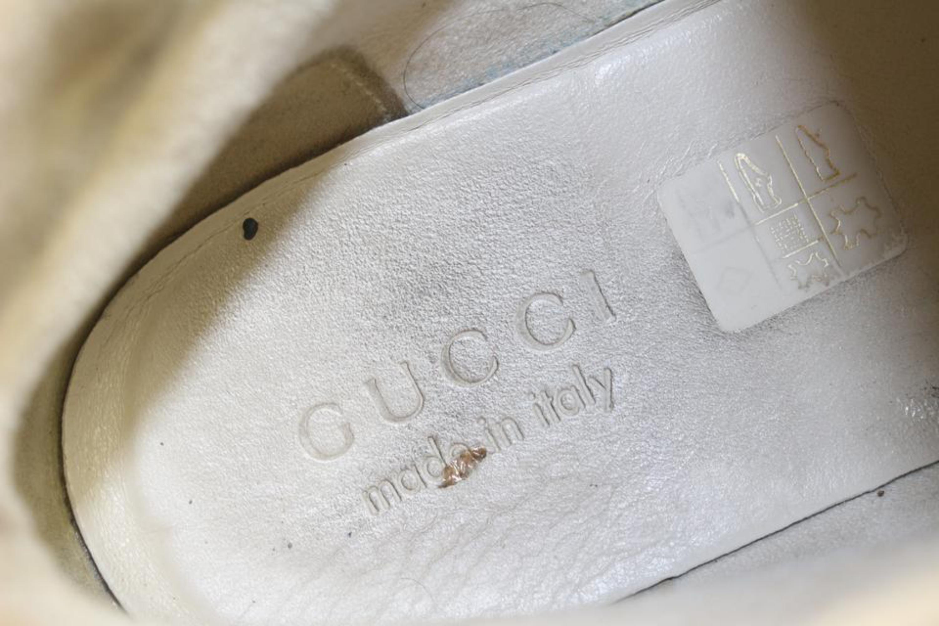 Gucci Men's 8.5 US Ivory Mystic White Guccissima Leather Web Sneaker 1117g6 For Sale 6