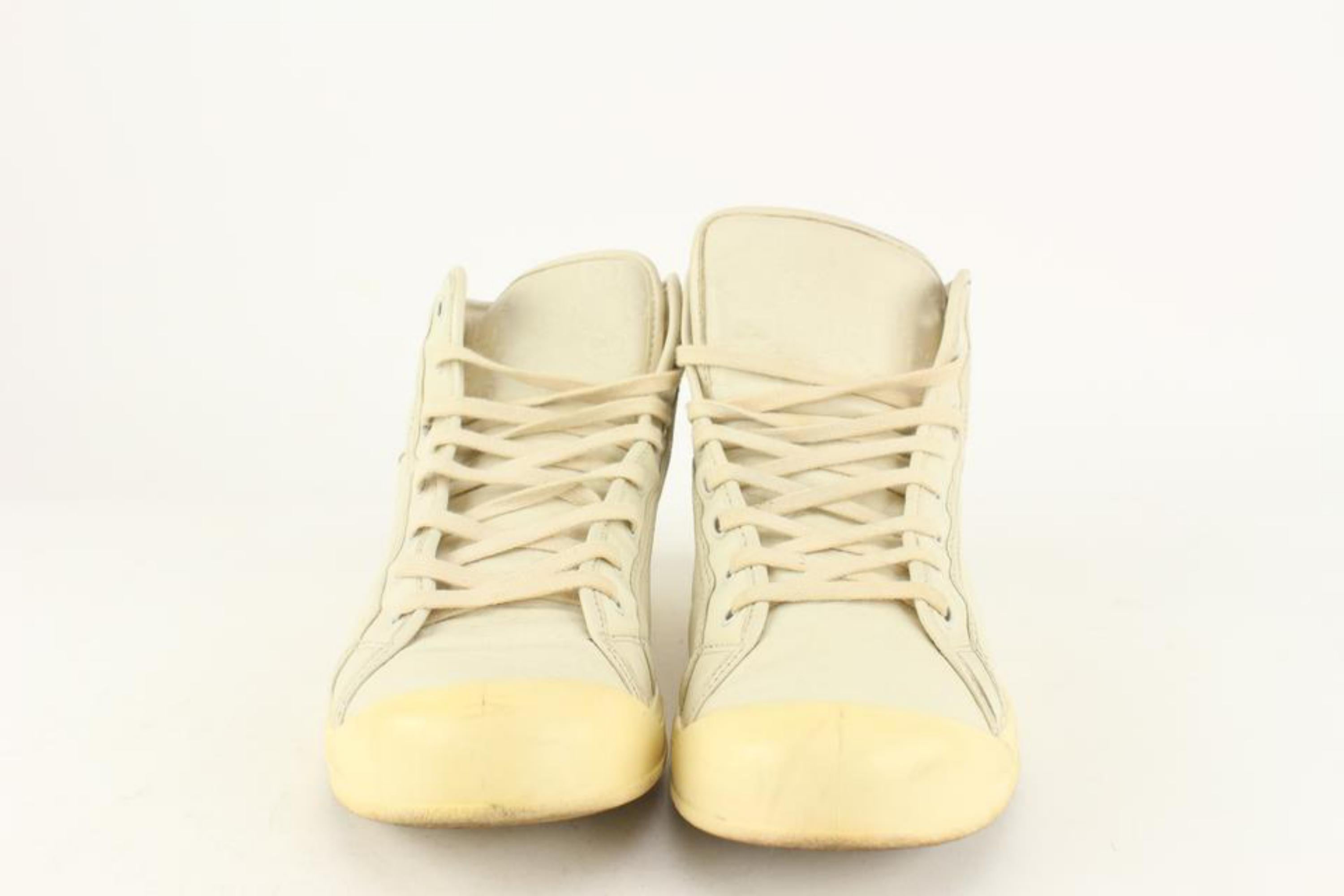 Gucci Men's 8.5 US Ivory Mystic White Guccissima Leather Web Sneaker 1117g6 For Sale 4