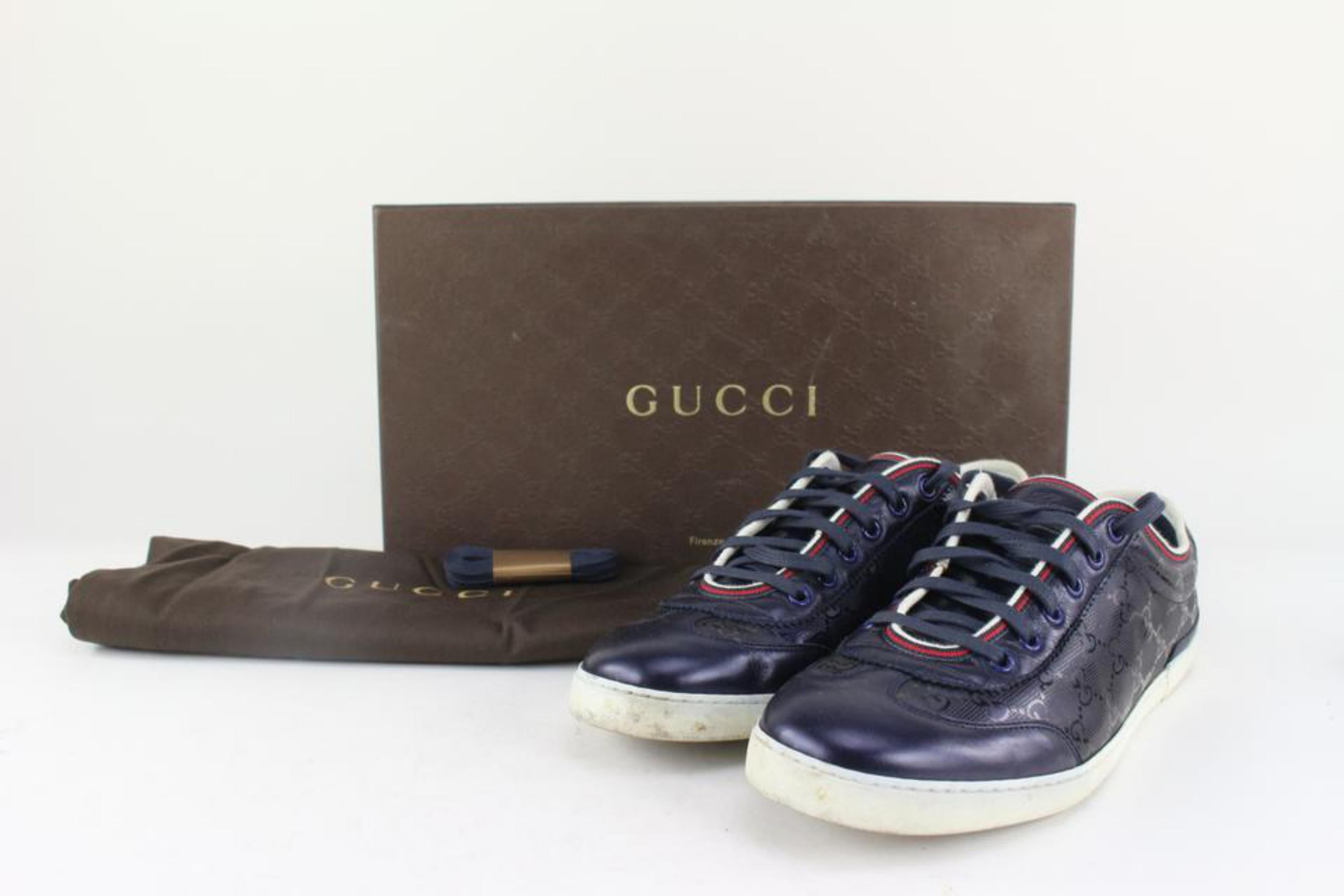 Gucci Men's 9 US Blue Imprime Guccissima Sneakers 1117g5 For Sale 6