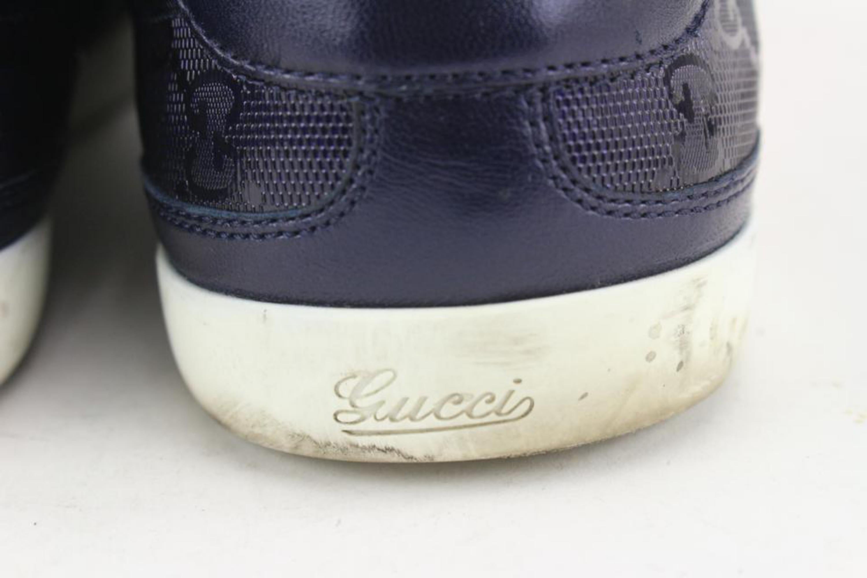 Gucci 9 US Blue Imprime Guccissima Sneakers 1117g5 Bon état - En vente à Dix hills, NY