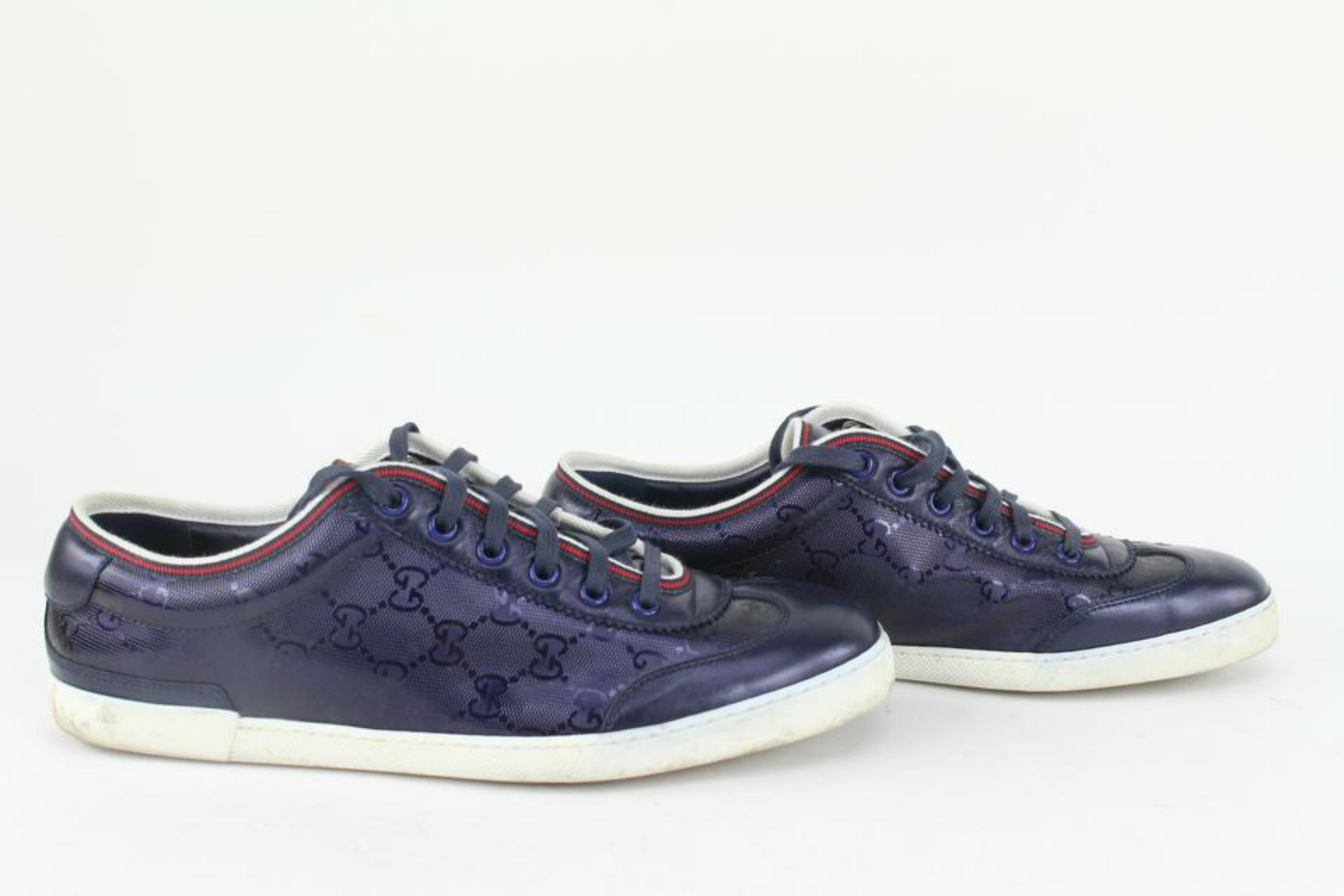 Black Gucci Men's 9 US Blue Imprime Guccissima Sneakers 1117g5 For Sale
