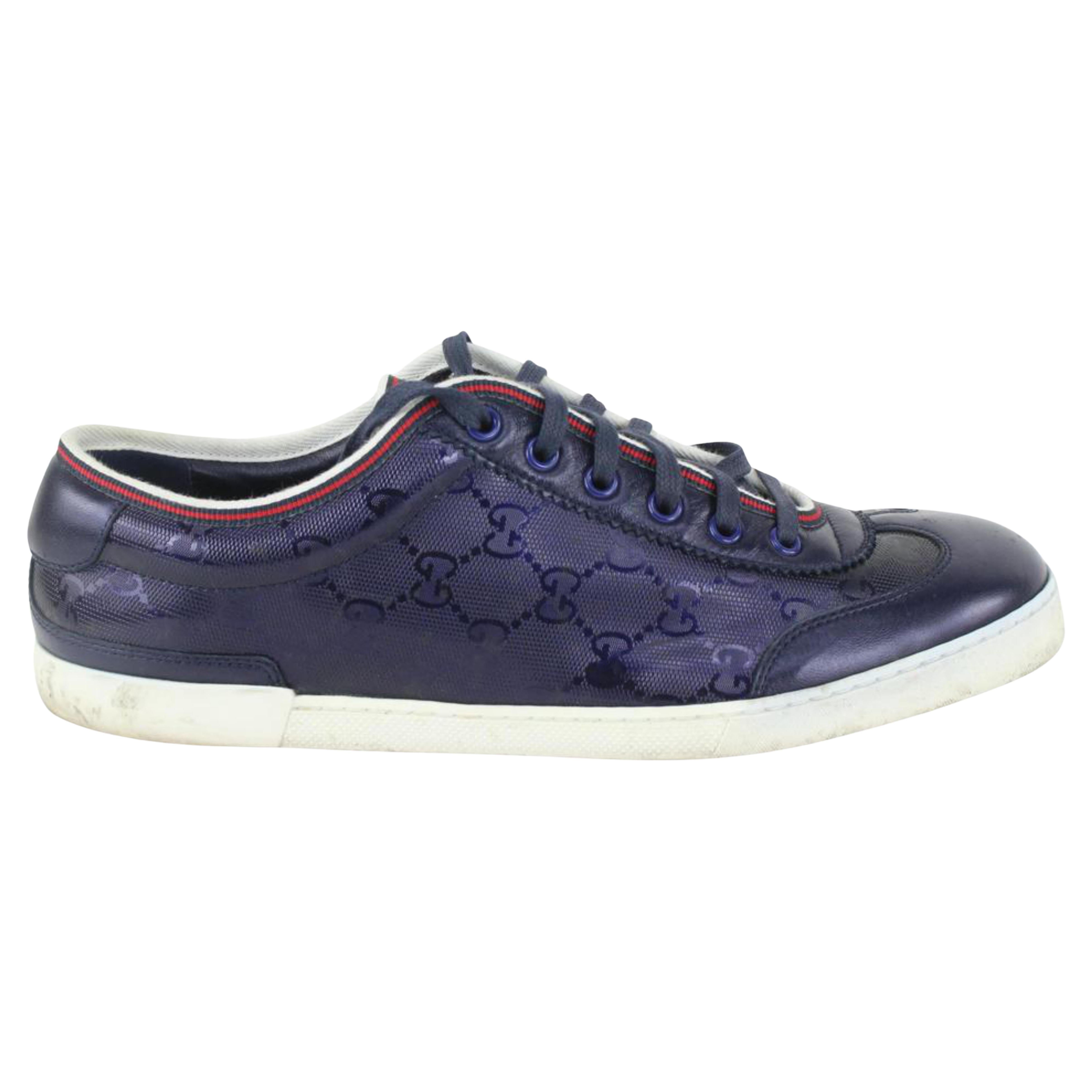 Gucci Men's 9 US Blue Imprime Guccissima Sneakers 1117g5 For Sale at  1stDibs | gucci size 9 in us